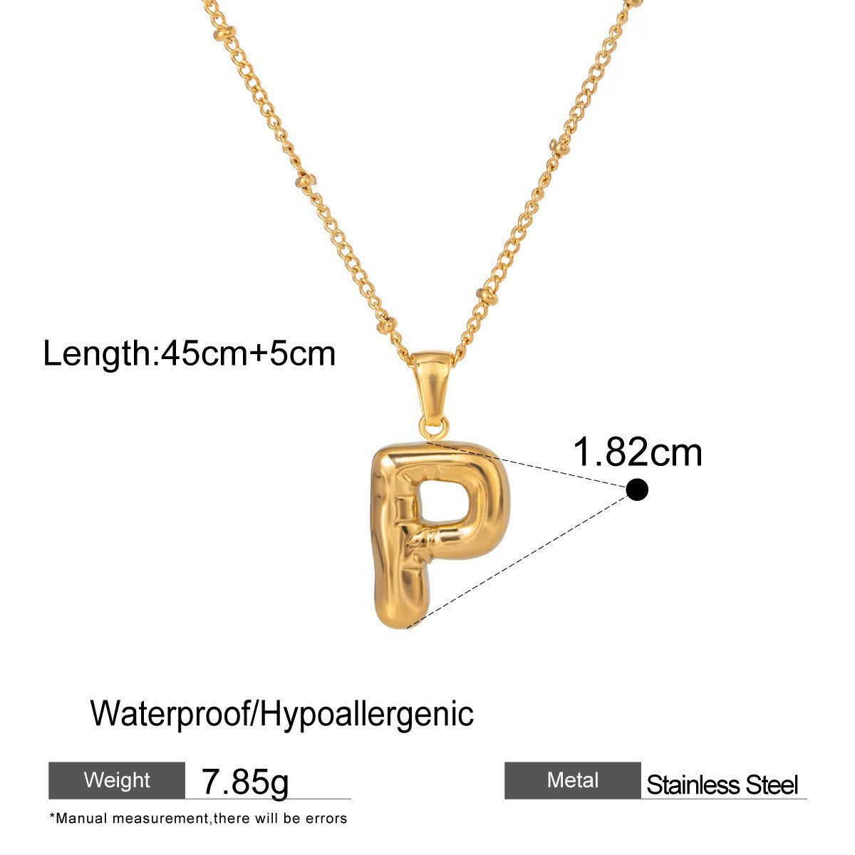 Stainless Steel Letter Bubble Necklace