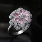Pink Flower Zircon Diamond Ring