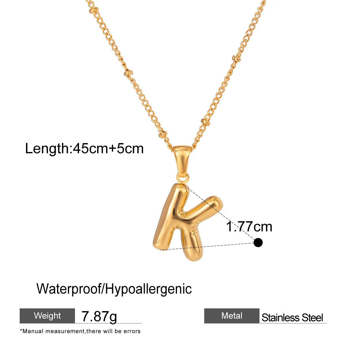 Stainless Steel Letter Bubble Necklace