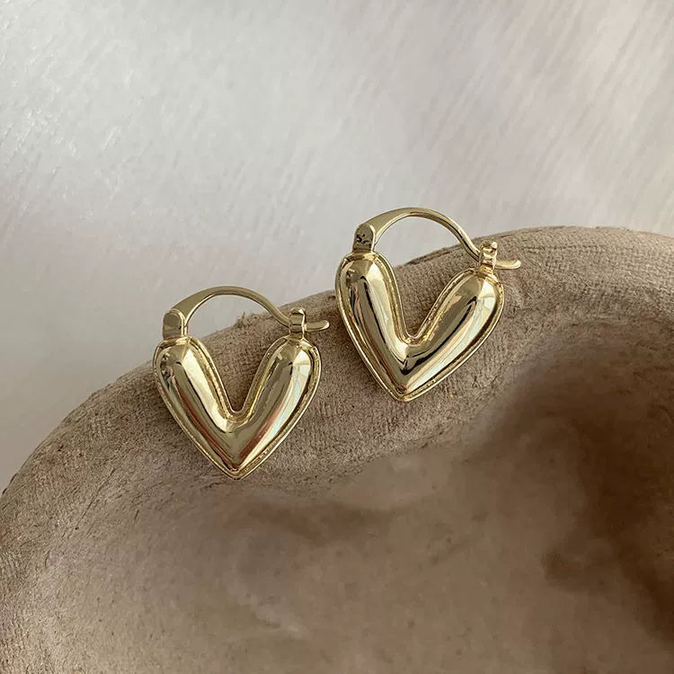 Heart Pendant Drop Earrings