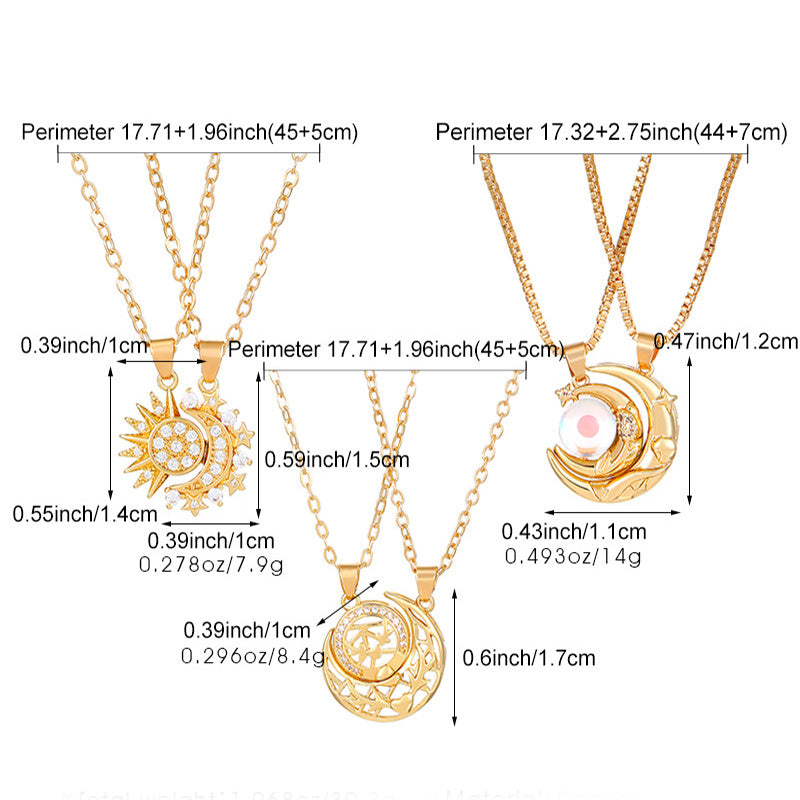 2 Piece Sun & Moon Magnetic Necklace