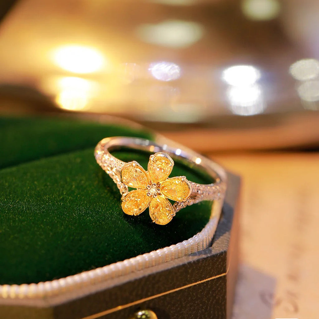 Yellow Petal Flower Ring