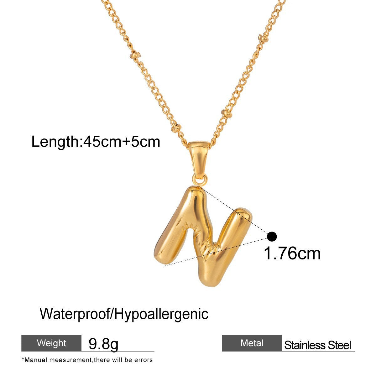 Stainless Steel Letter Bubble Necklace