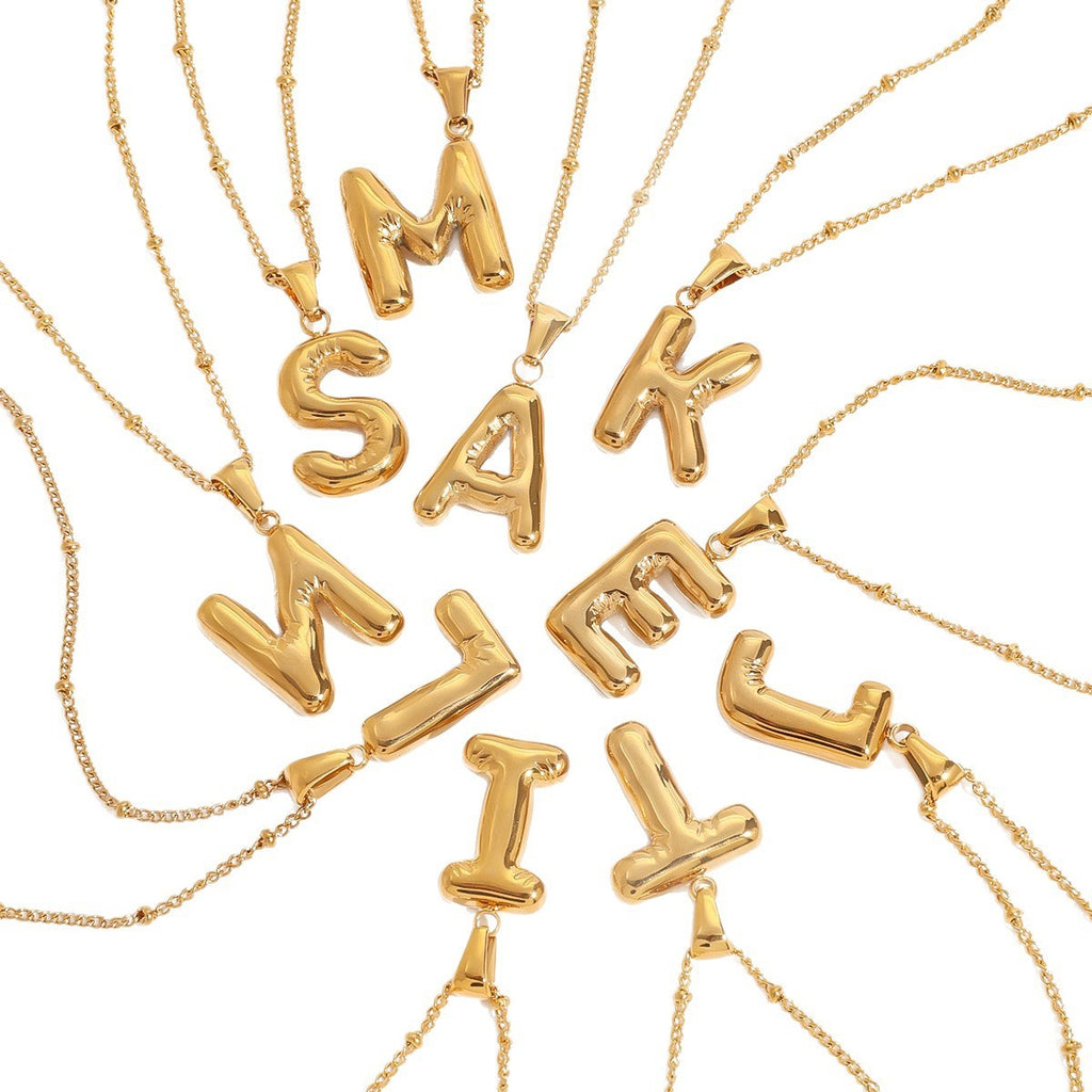 Stainless Steel Letter Bubble Necklace