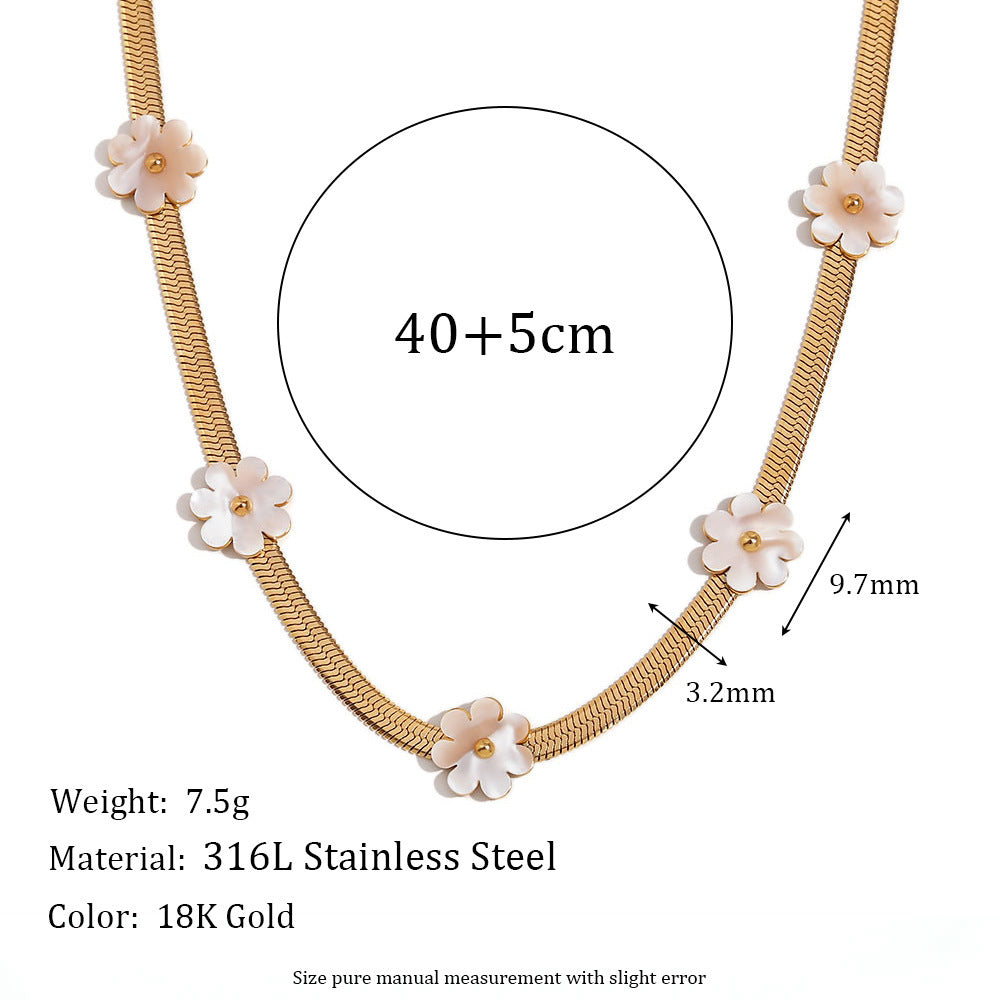 Gold Blade Flower Chain Necklace