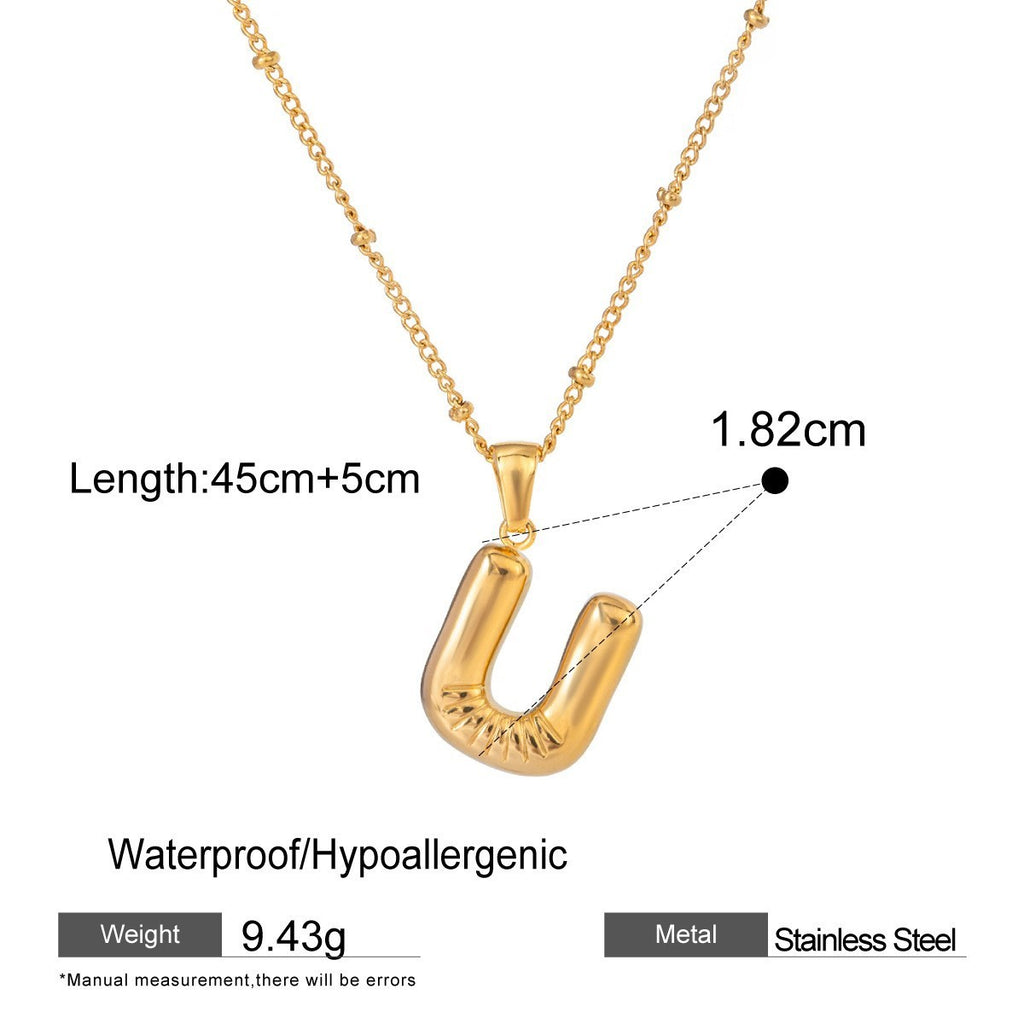 Stainless Steel Letter Bubble Necklace