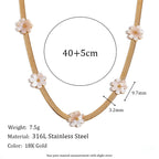 Gold Blade Flower Chain Necklace