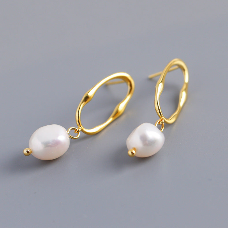 Irregular Shaped Water Pearl Earrings