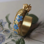 Painted Flower C-Shaped Earrings