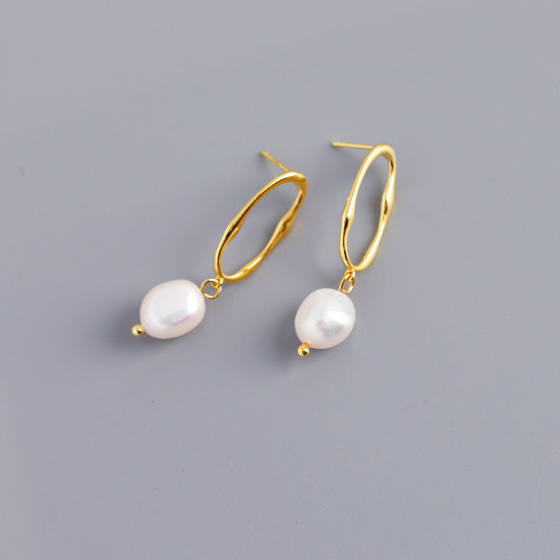Irregular Shaped Water Pearl Earrings