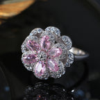 Pink Flower Zircon Diamond Ring