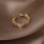 Small Zircon Flower Shell Ring