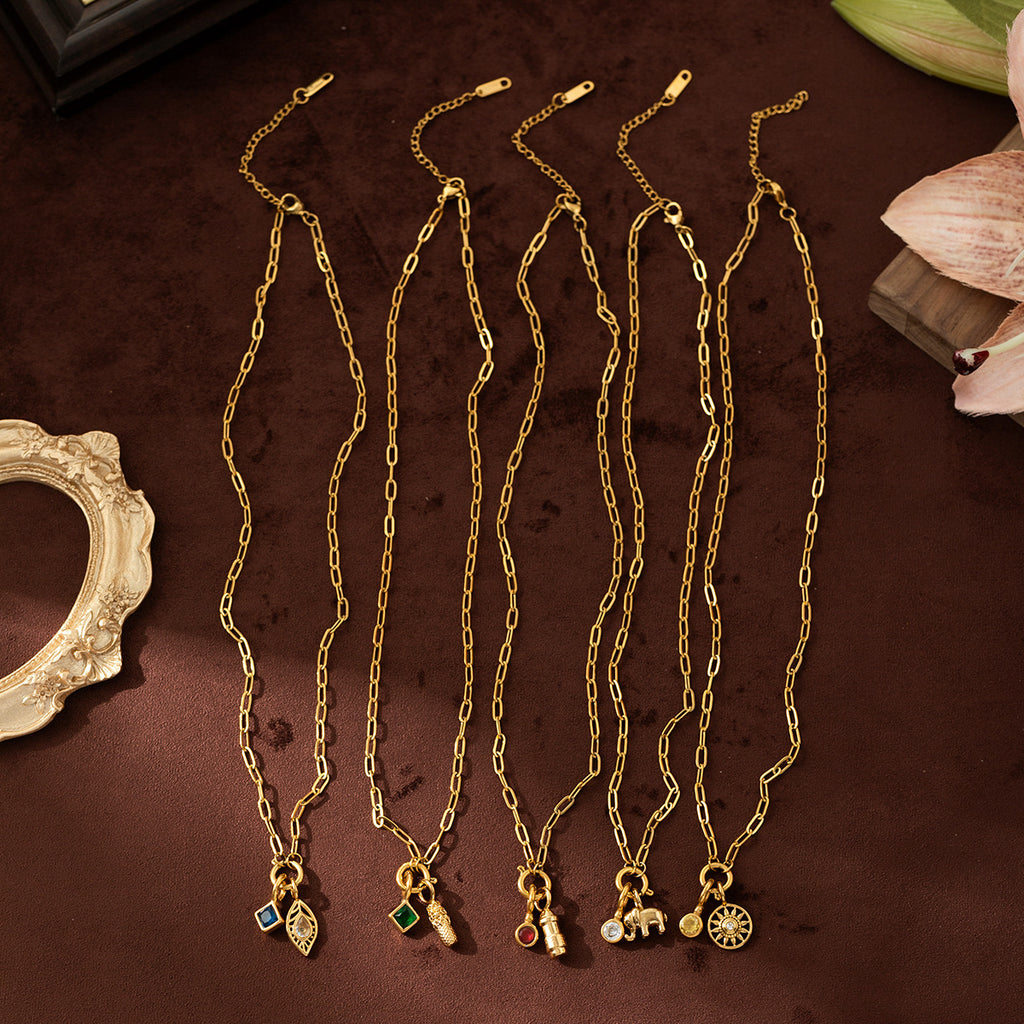 Stainless Steel Feather Pendant Necklace