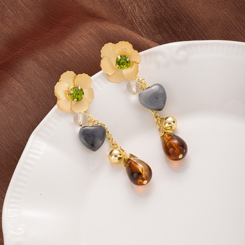 Flower-Shaped Heart Earrings