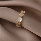 Small Zircon Flower Shell Ring