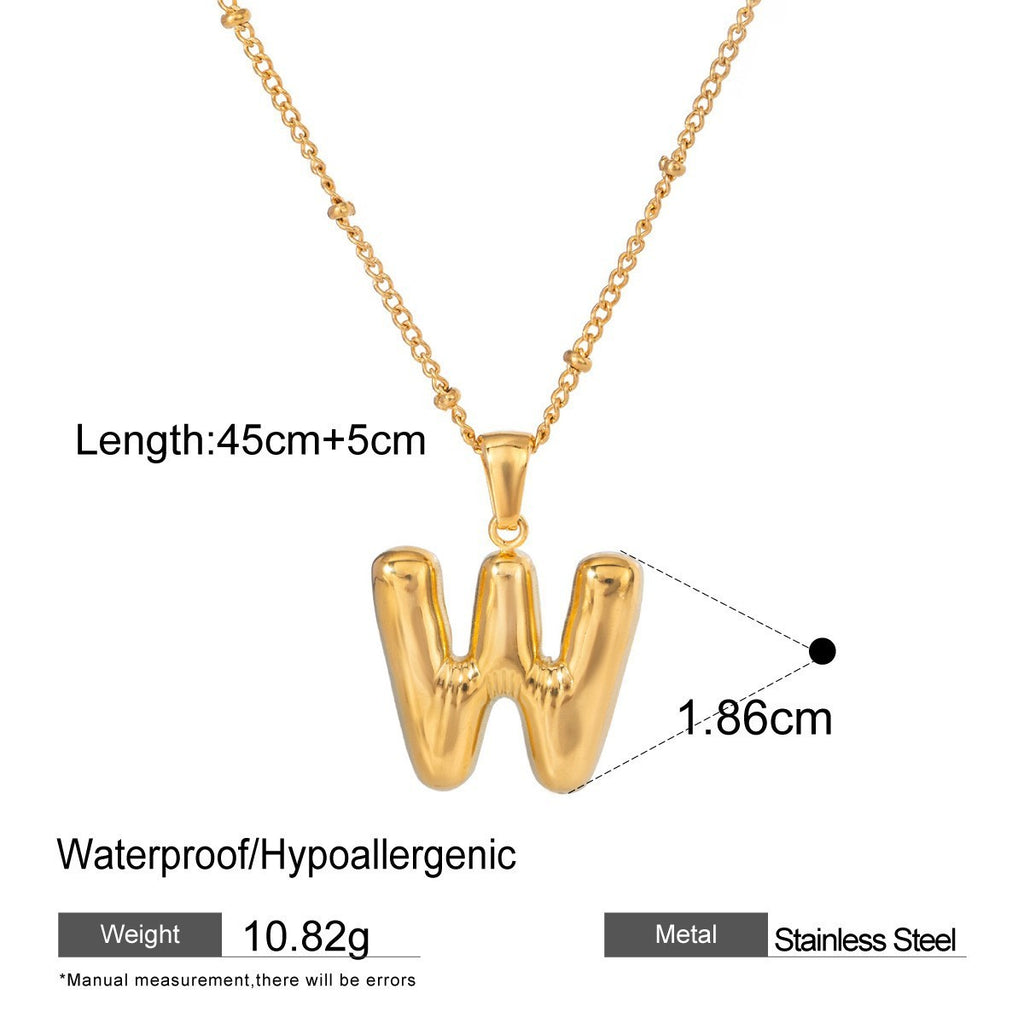Stainless Steel Letter Bubble Necklace