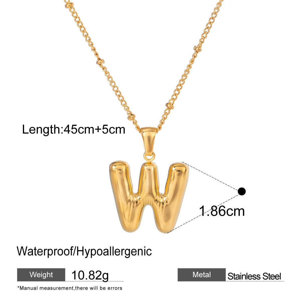 Stainless Steel Letter Bubble Necklace