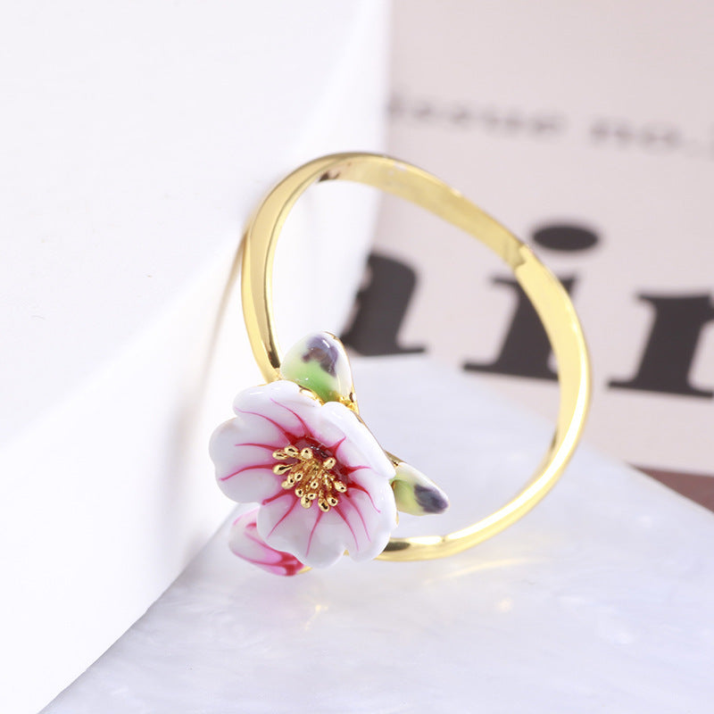 Hand Painted Glaze Flower Ring