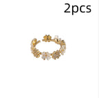 Small Zircon Flower Shell Ring