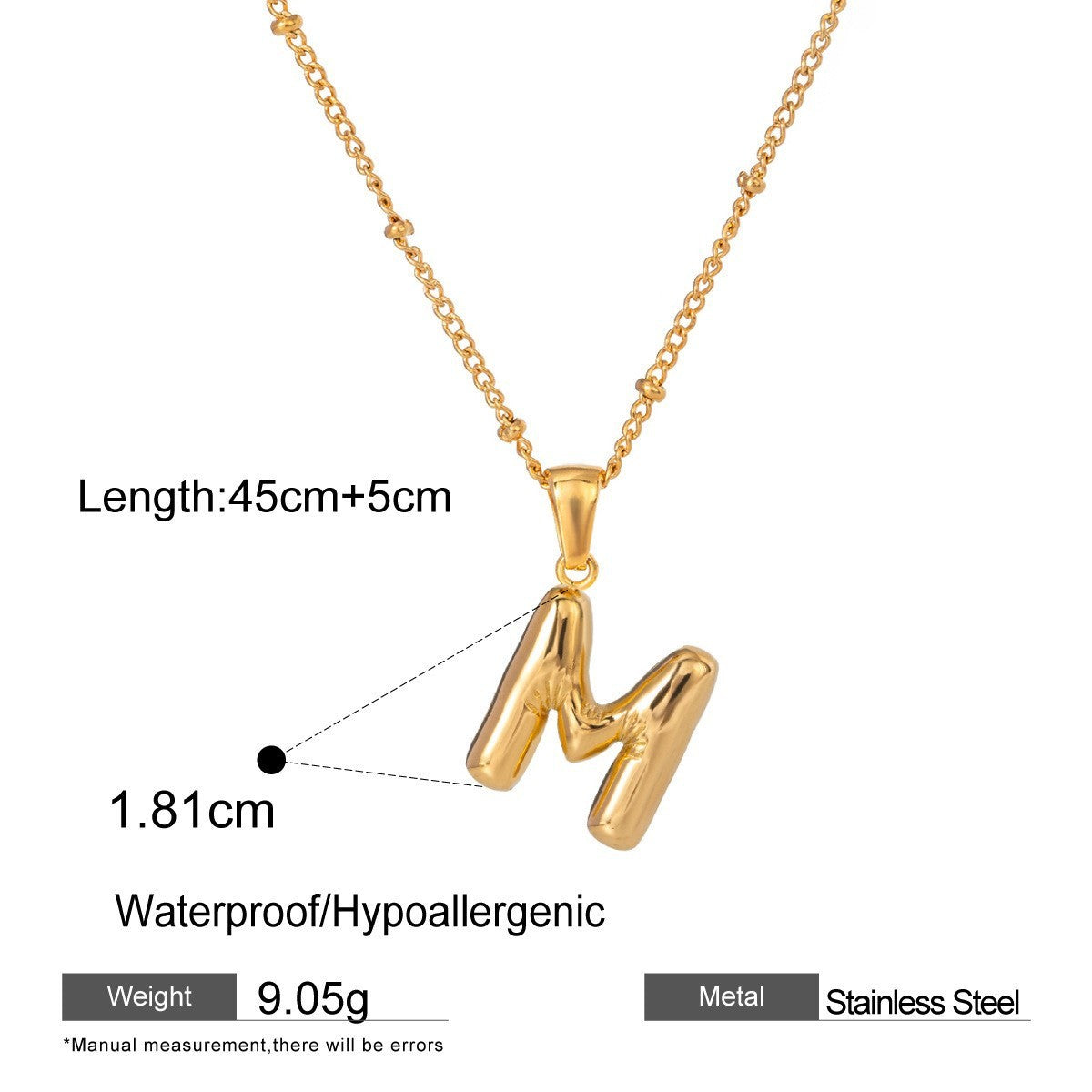 Stainless Steel Letter Bubble Necklace