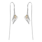Silver Pearl Flower Earrings