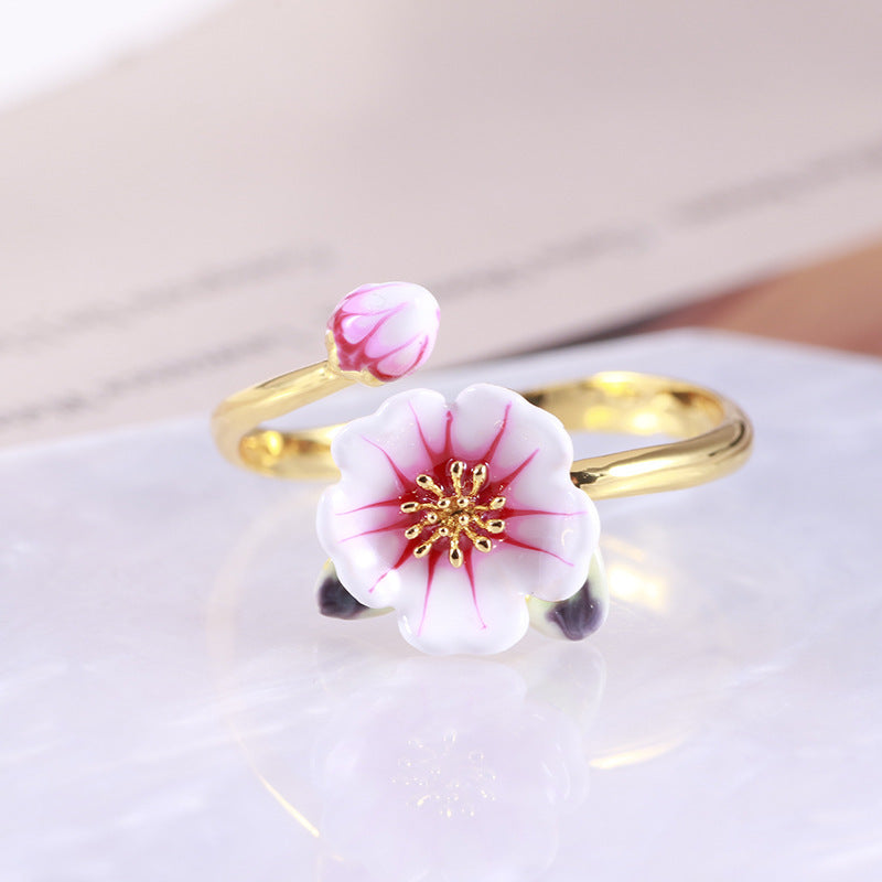 Hand Painted Glaze Flower Ring