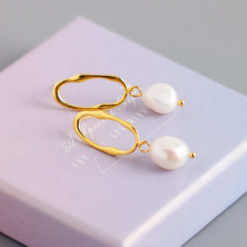 Irregular Shaped Water Pearl Earrings
