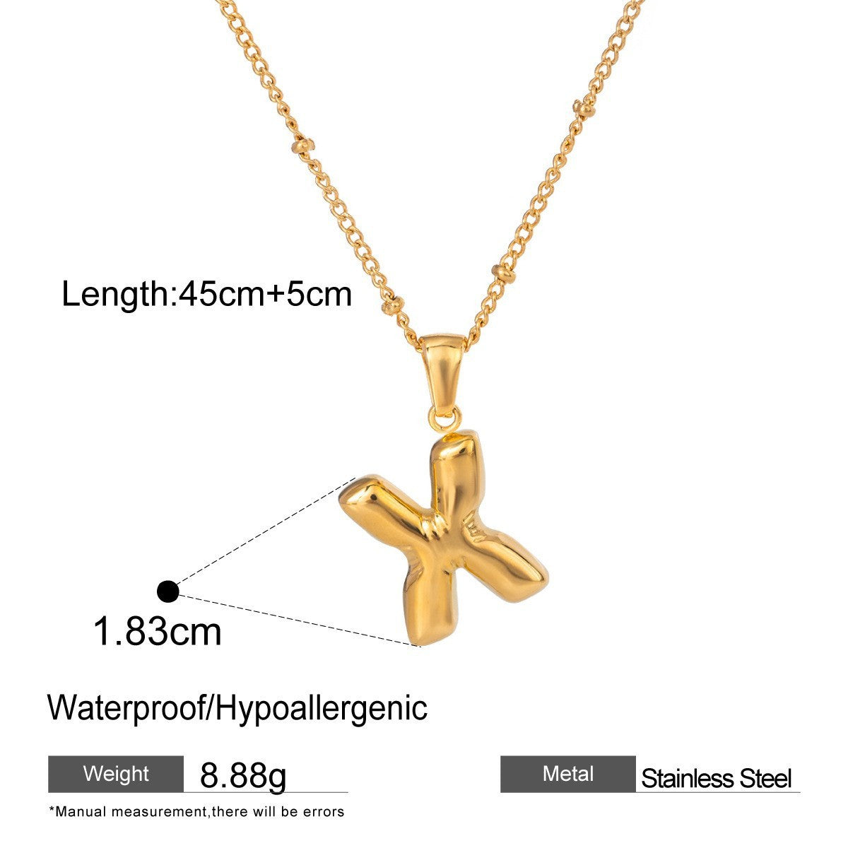 Stainless Steel Letter Bubble Necklace