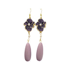 Drip Glazed Purple Flower Earrings
