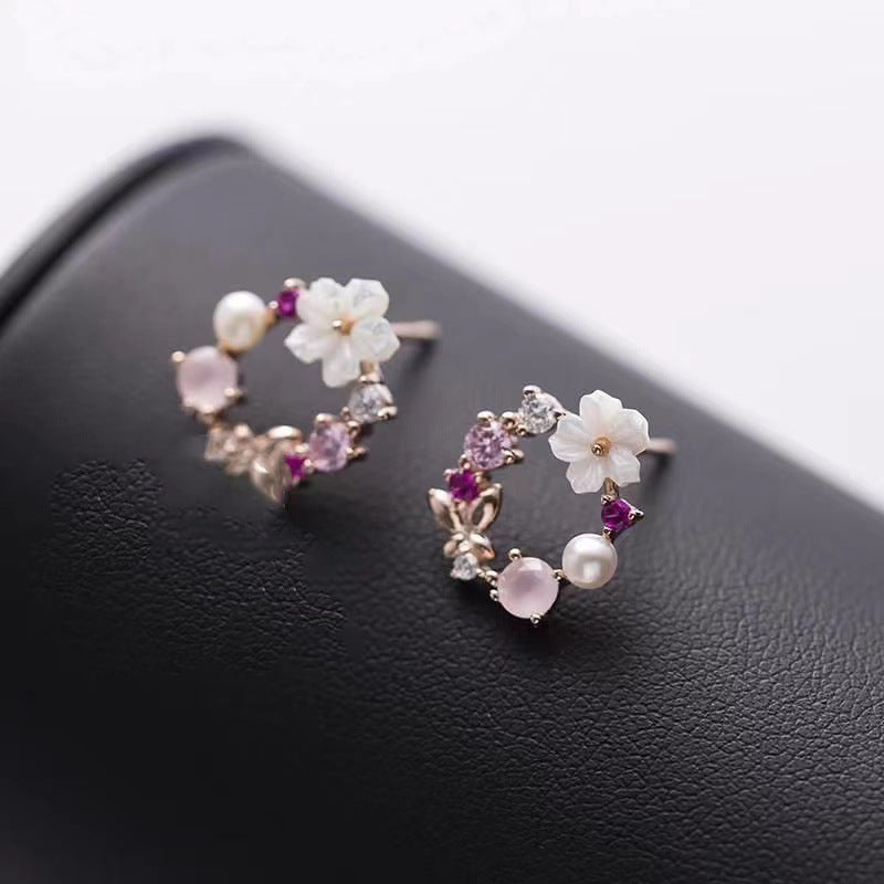 Floral Silver Earrings
