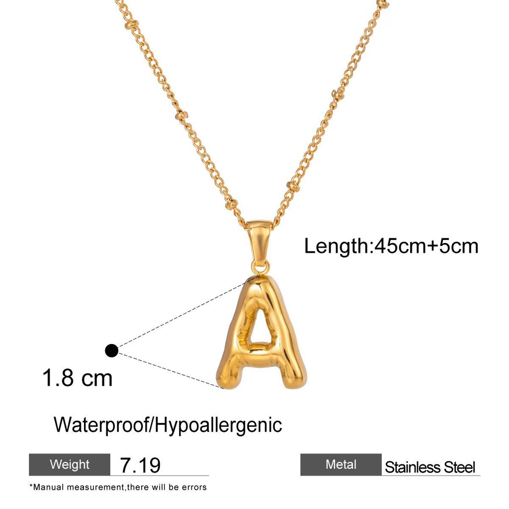 Stainless Steel Letter Bubble Necklace