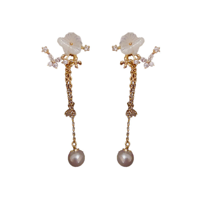 Silver Needle Flower Earrings