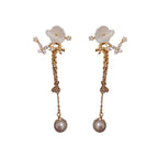 Silver Needle Flower Earrings