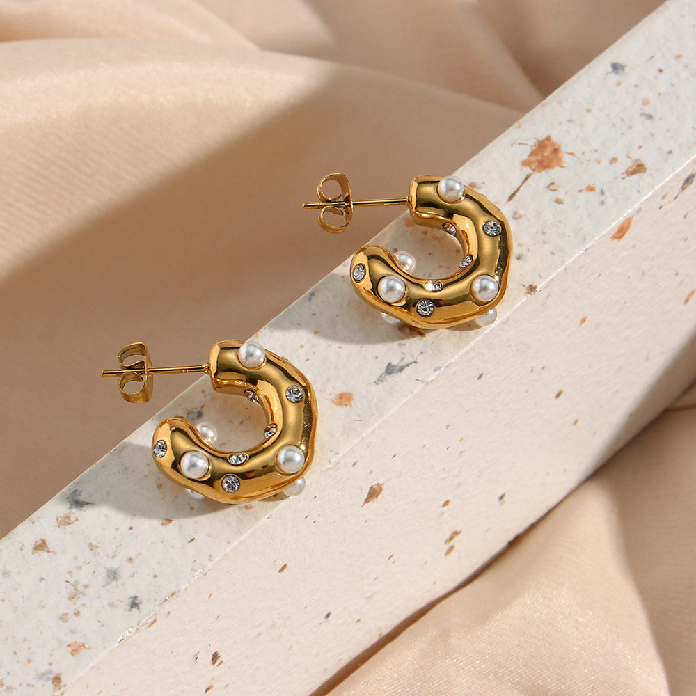 C-Shaped Gold Earrings