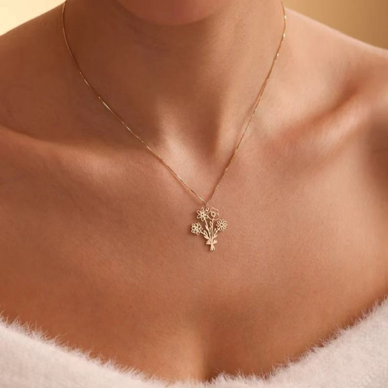 Customized Birthday Flower Necklace