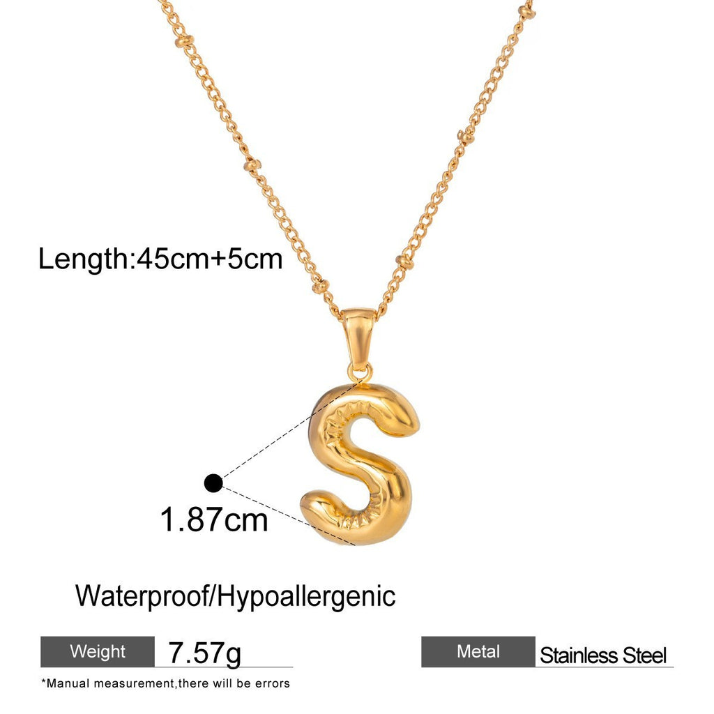Stainless Steel Letter Bubble Necklace