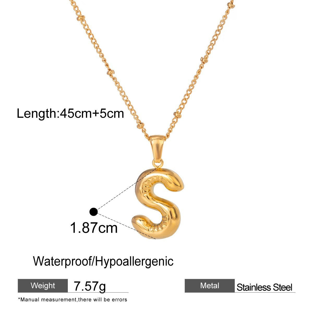 Stainless Steel Letter Bubble Necklace