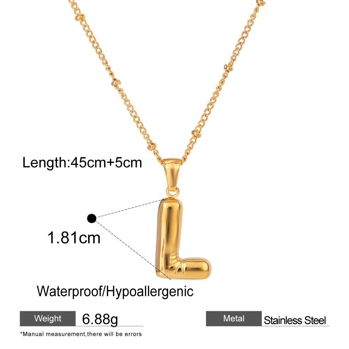 Stainless Steel Letter Bubble Necklace