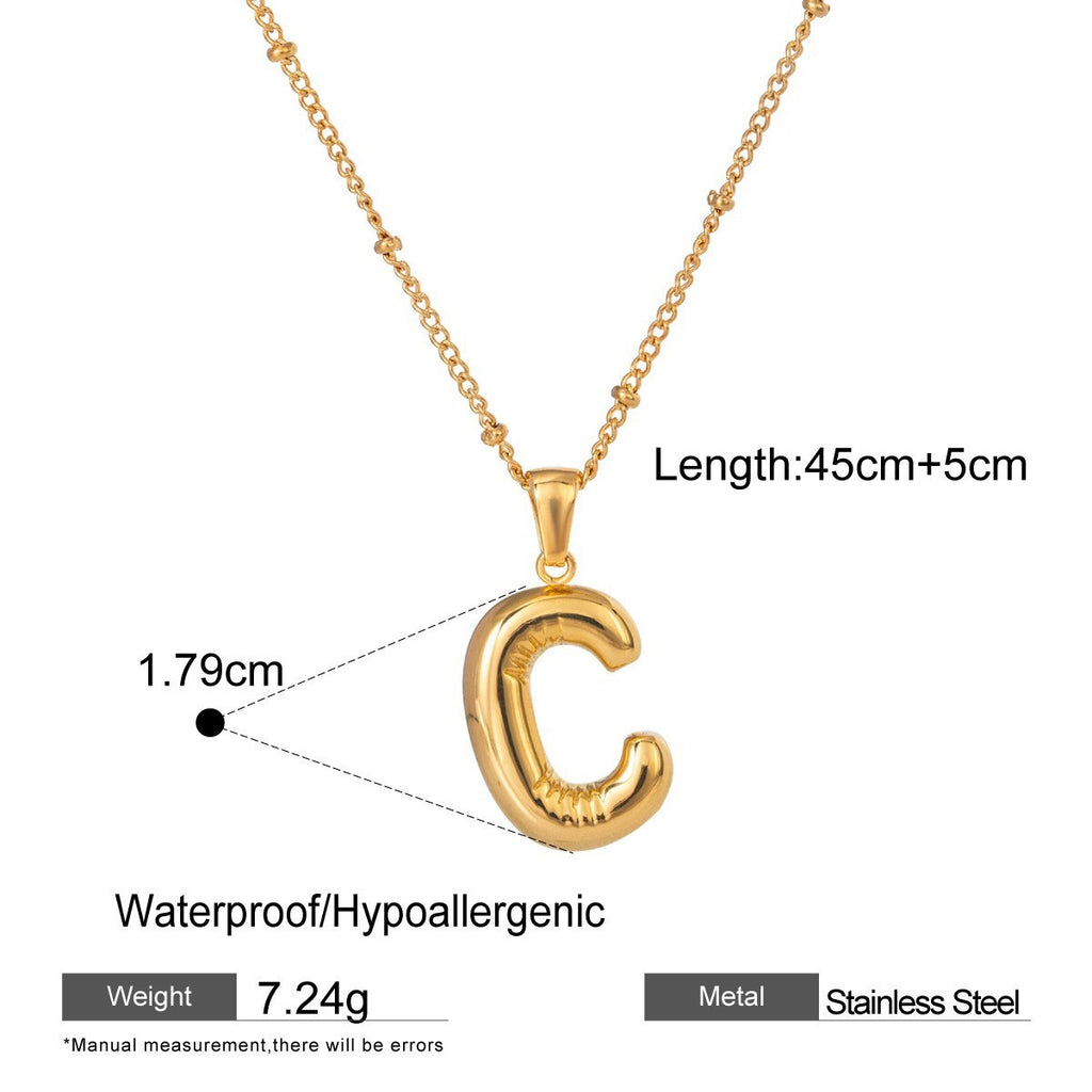 Stainless Steel Letter Bubble Necklace