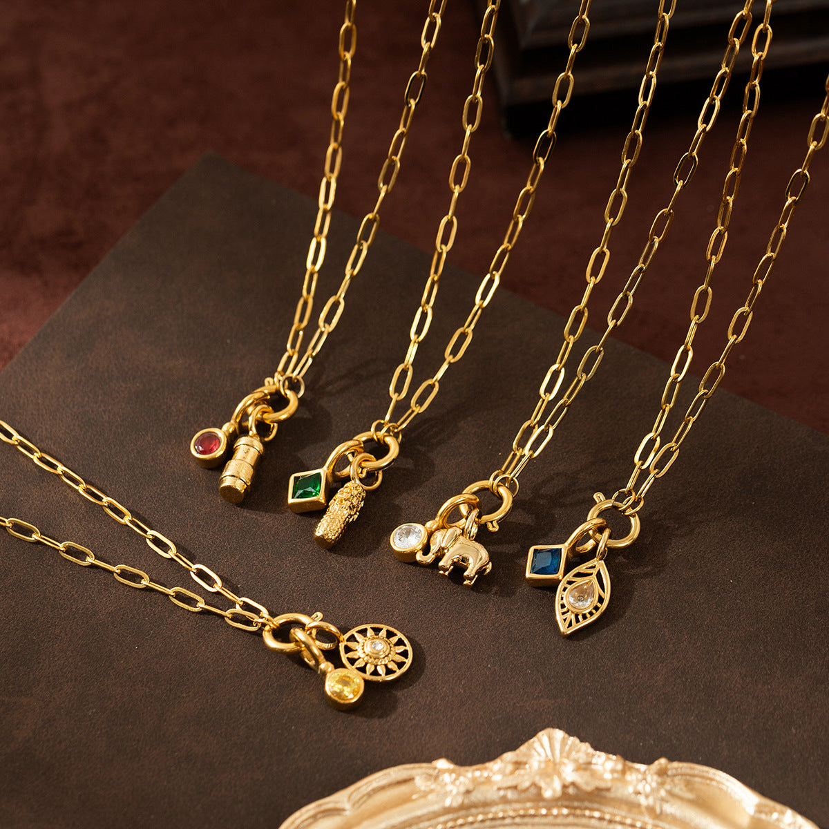 Stainless Steel Feather Pendant Necklace