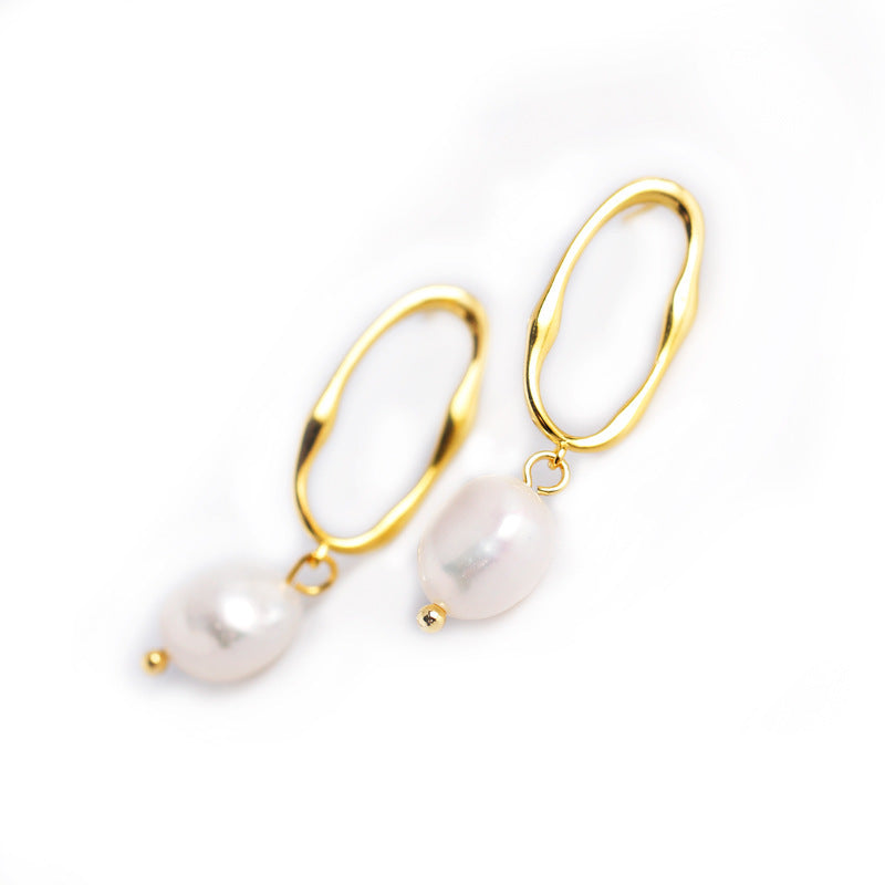 Irregular Shaped Water Pearl Earrings