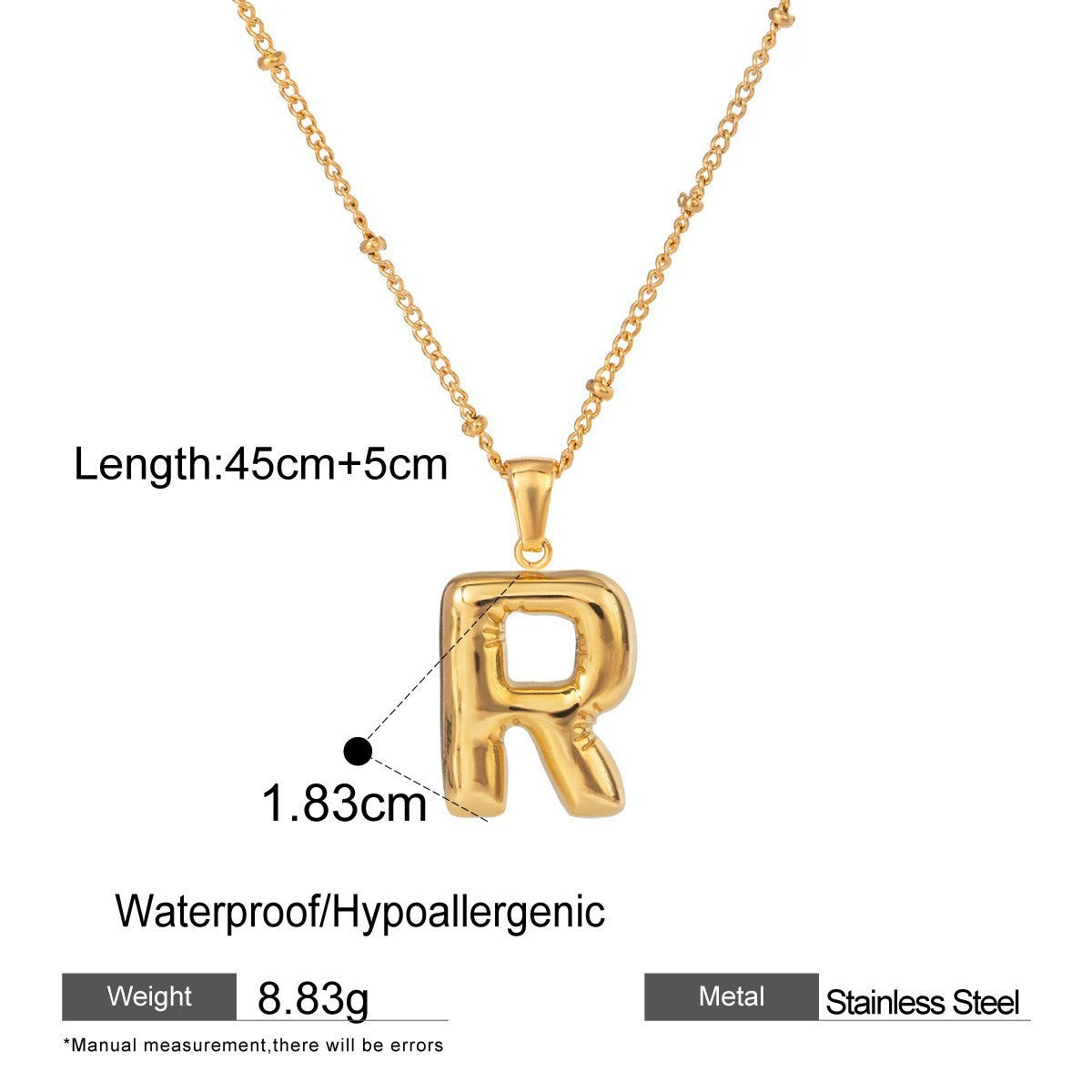 Stainless Steel Letter Bubble Necklace