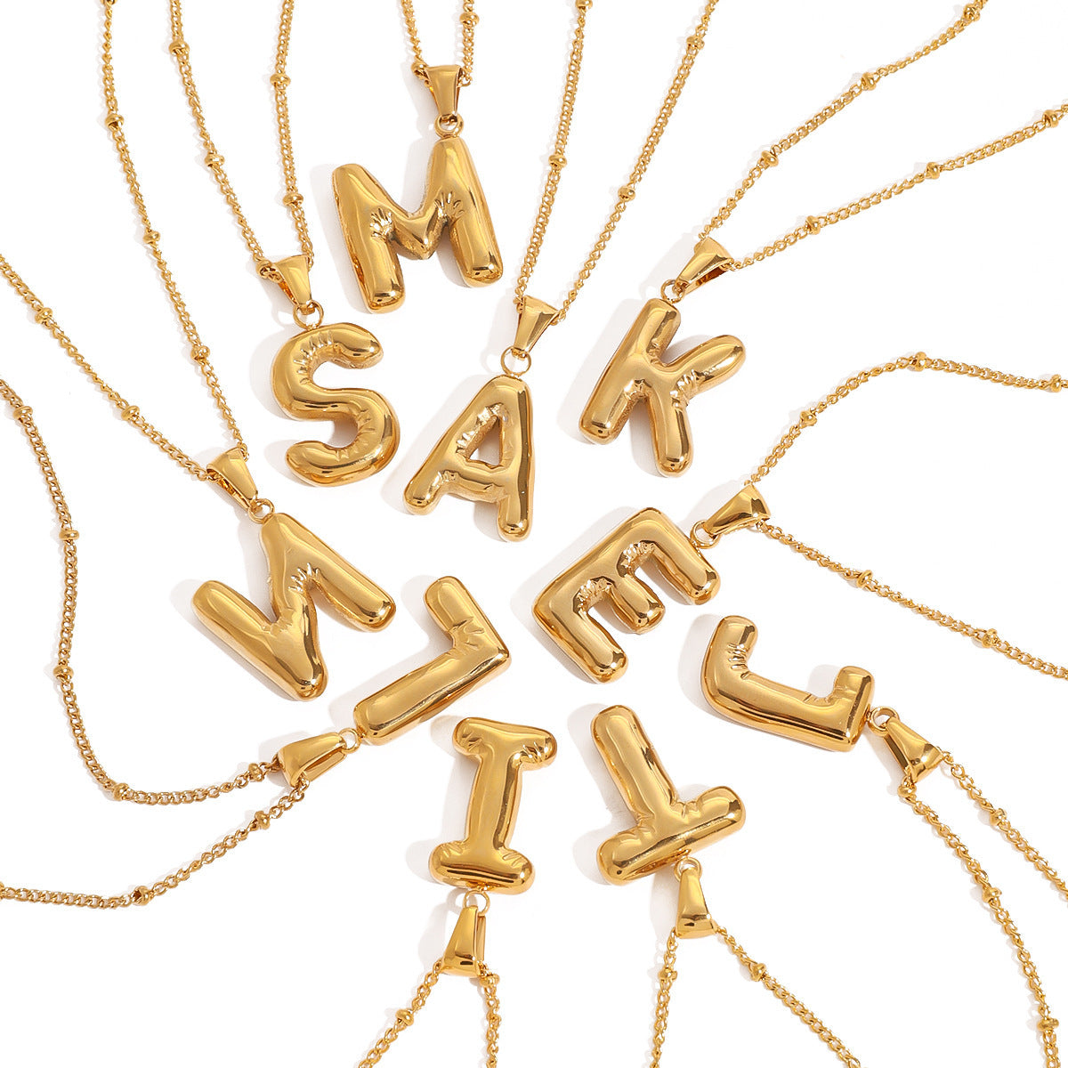 Stainless Steel Letter Bubble Necklace
