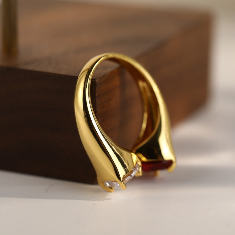 Asymmetrical Open Zircon Ring